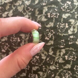 Pandora Lime Green Candy Stripes Glass Murano Bead Charm